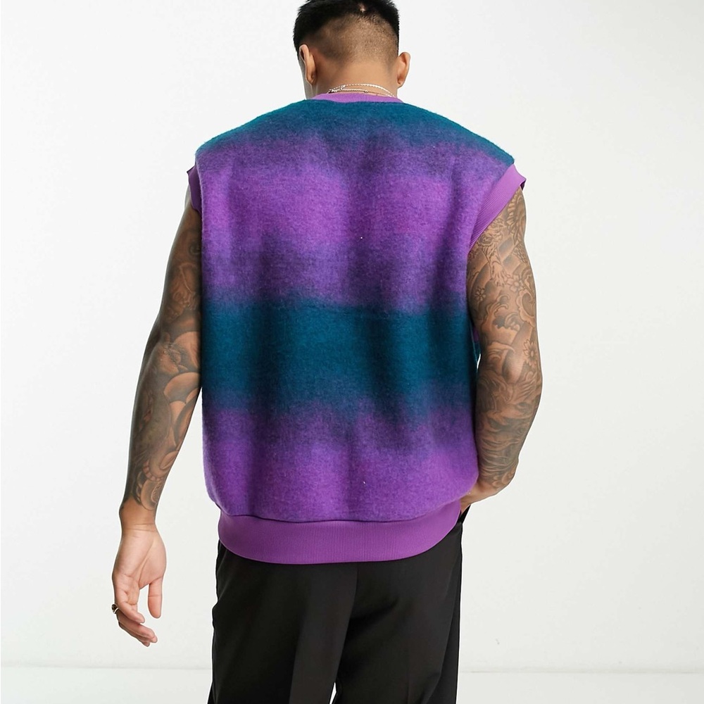 Nwot ASOS Purple and Blue Gradient Sweater Vest XL - Picture 3 of 7
